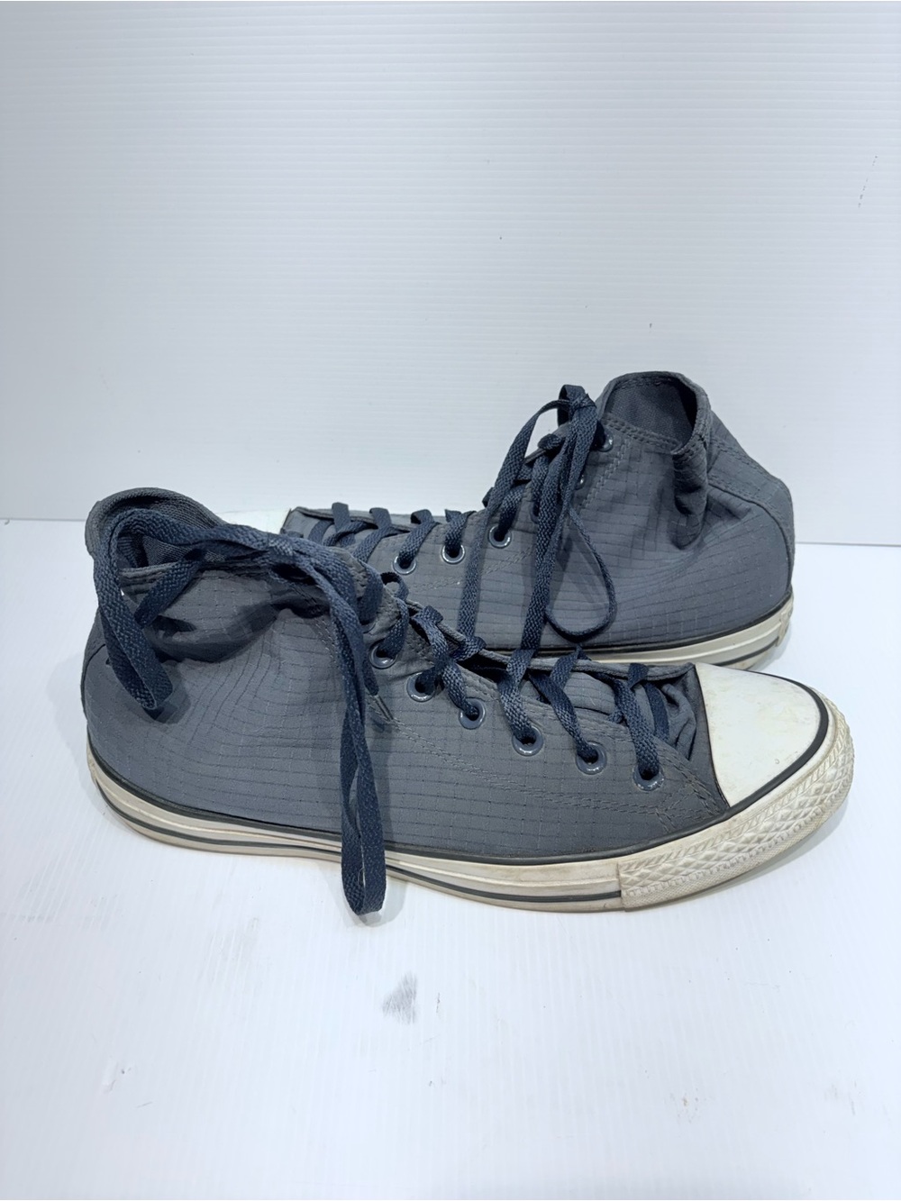 CONVERSE ALL STARS Men's Casual High-Top Canvas Sneakers - Gray/Blue - Size 10.5